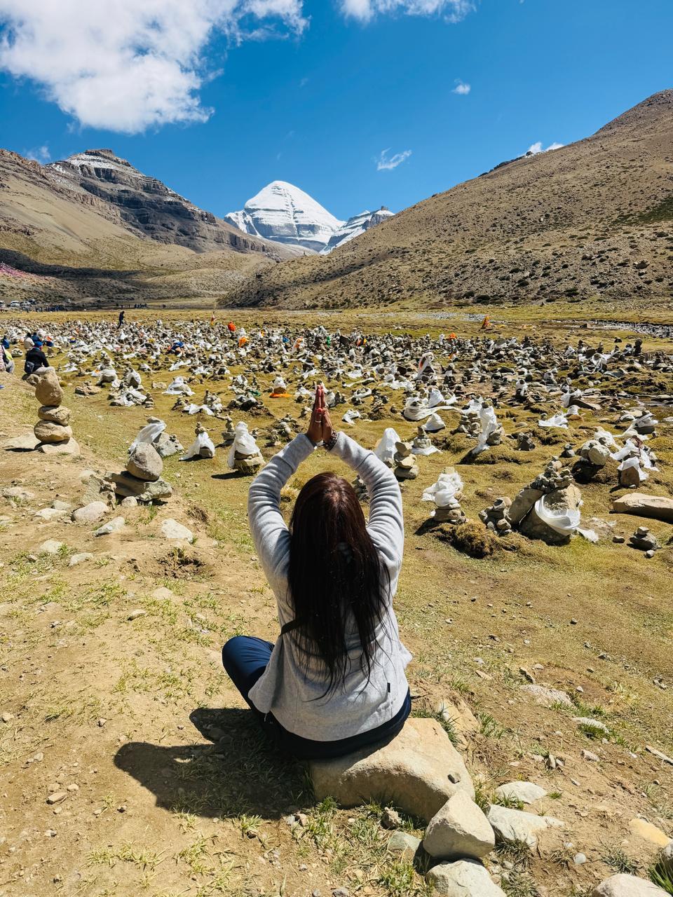 First darshan of Mount Kailash from the valley below